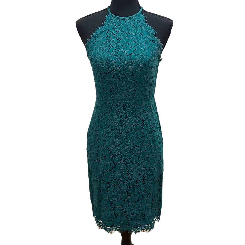 LOFT Emerald Green Eyelash Lace Sleeveless Cocktail Party Sheath Dress - Size 0